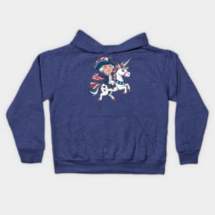 George Washington Riding A Unicorn 4th of July vintage kids Kids Hoodie